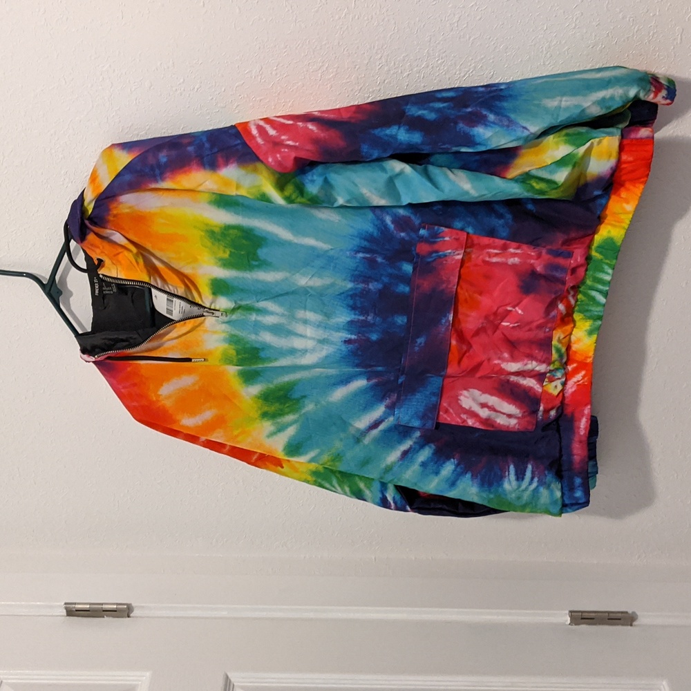 Rainbow tye dye quarter zip wind breaker